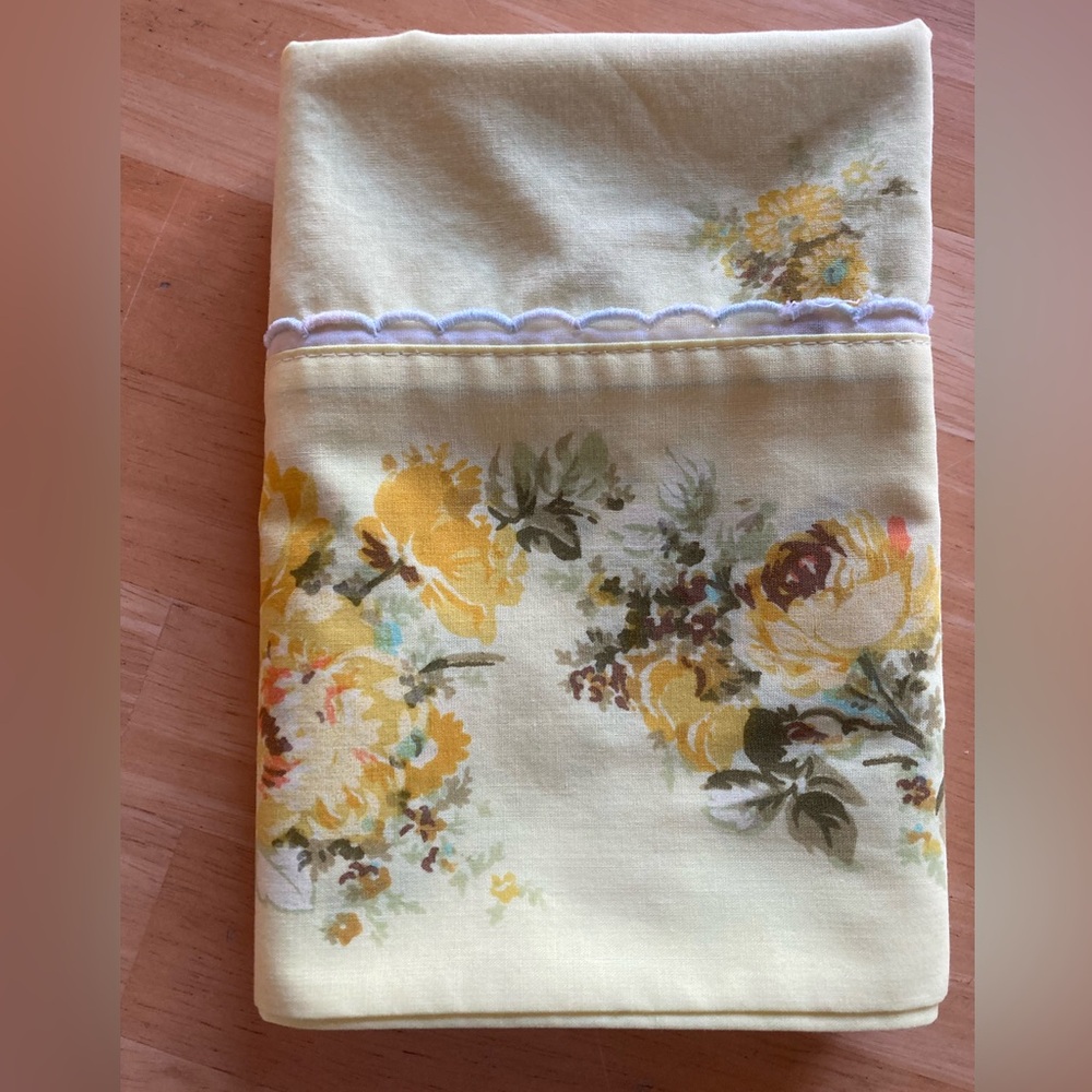 Vintage Sears pillow case with yellow roses